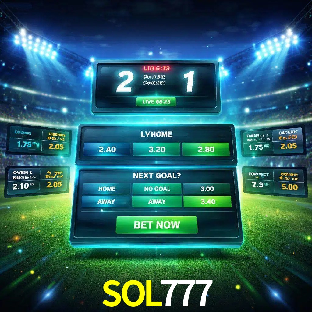 Vista de apuestas en vivo SOL777 durante un partido en curso