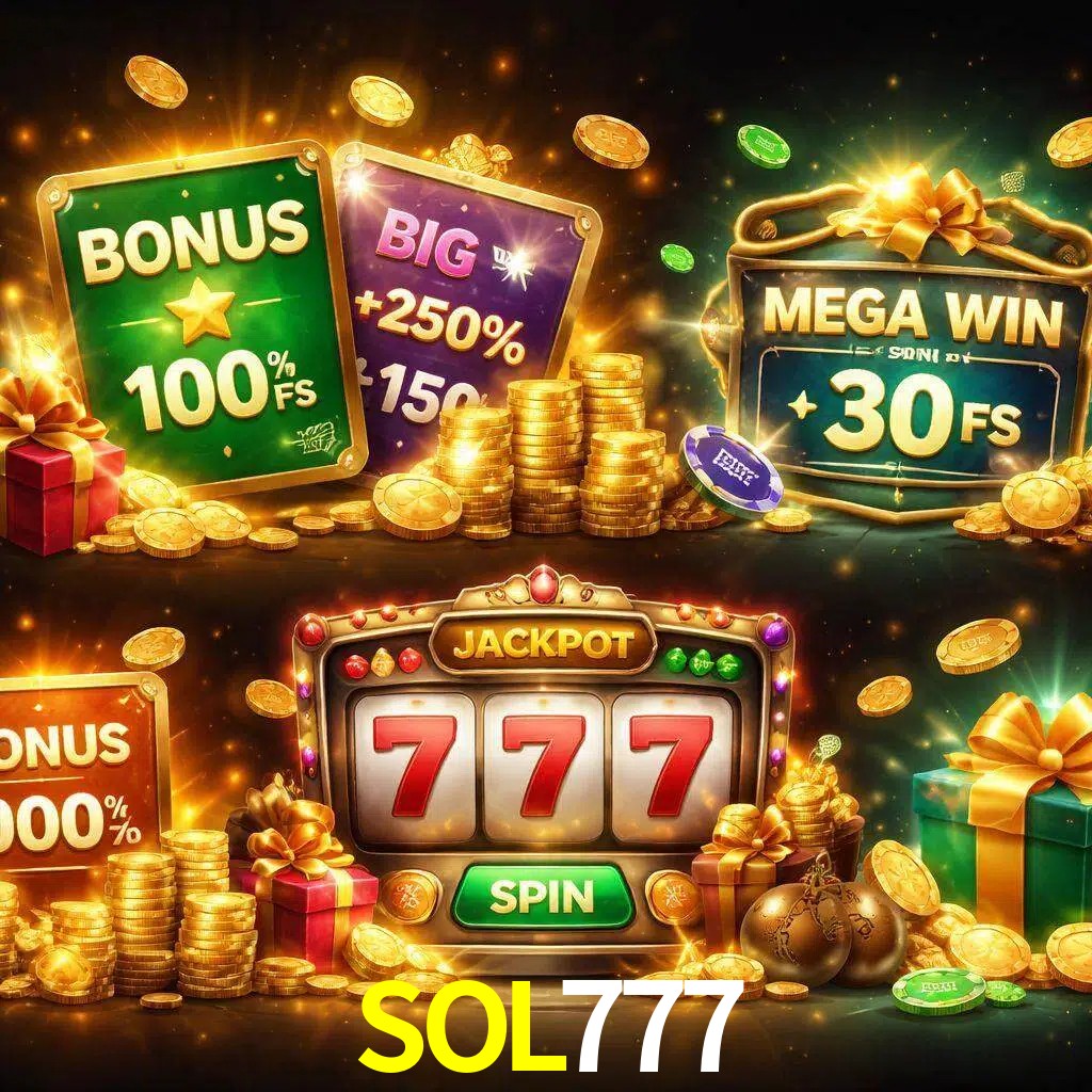 Tipos de bonos SOL777 incluyendo recompensas de bienvenida y promociones continuas