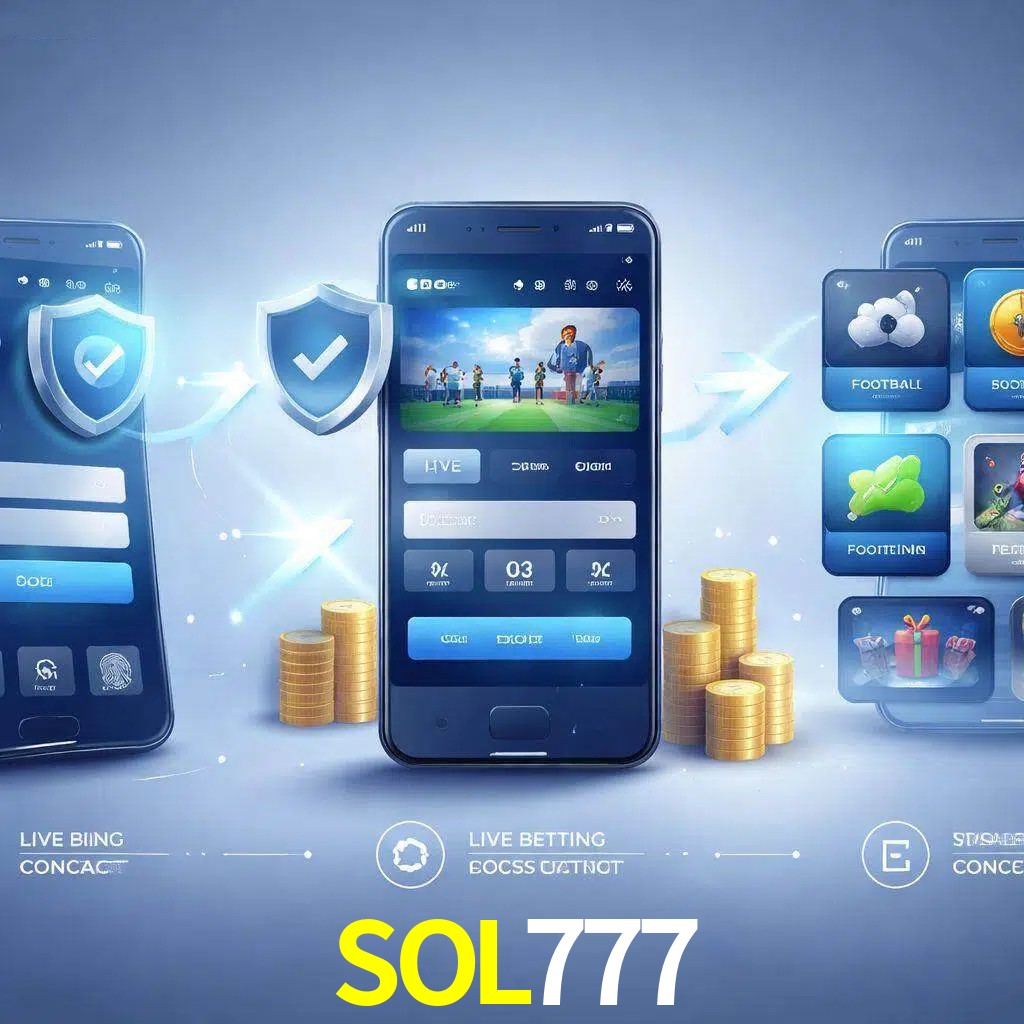 Pasos de acceso a la app SOL777 en pantalla de teléfono móvil